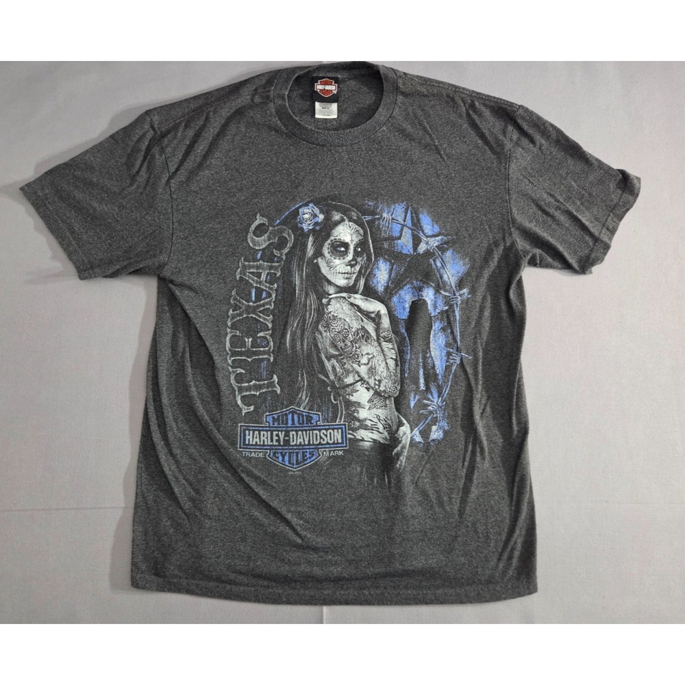 Harley Davidson Shirt Mens Extra Large Gray Texas Themed Amarillo Motorcycle